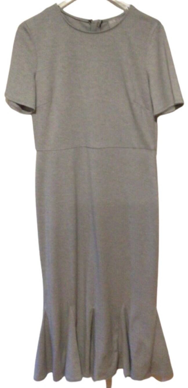 ASOS Women's Gray V-Neck Zip Maxi Knit Dress Short Sleeve Size 10 US 14 UK